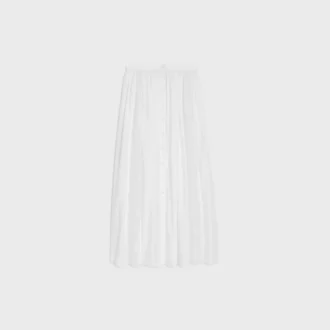 Embroidered Midi Skirt in Cotton Cambric
