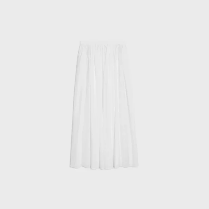 Embroidered Midi Skirt in Cotton Cambric