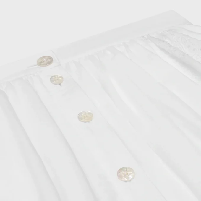 Embroidered Midi Skirt in Cotton Cambric