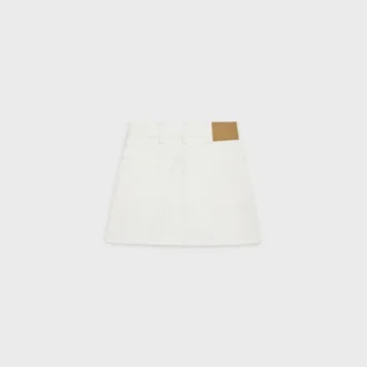 Embroidered Mini Skirt in Raw Wash White Denim Embroidered Mini Skirt in Raw Wash White Denim