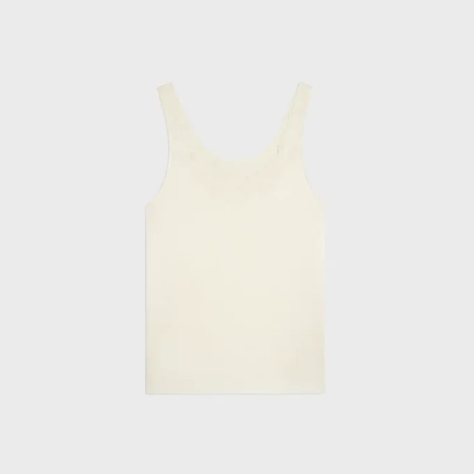 Embroidered Top in Silk Satin