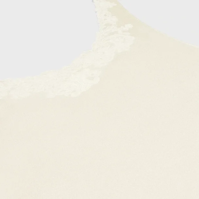 Embroidered Top in Silk Satin