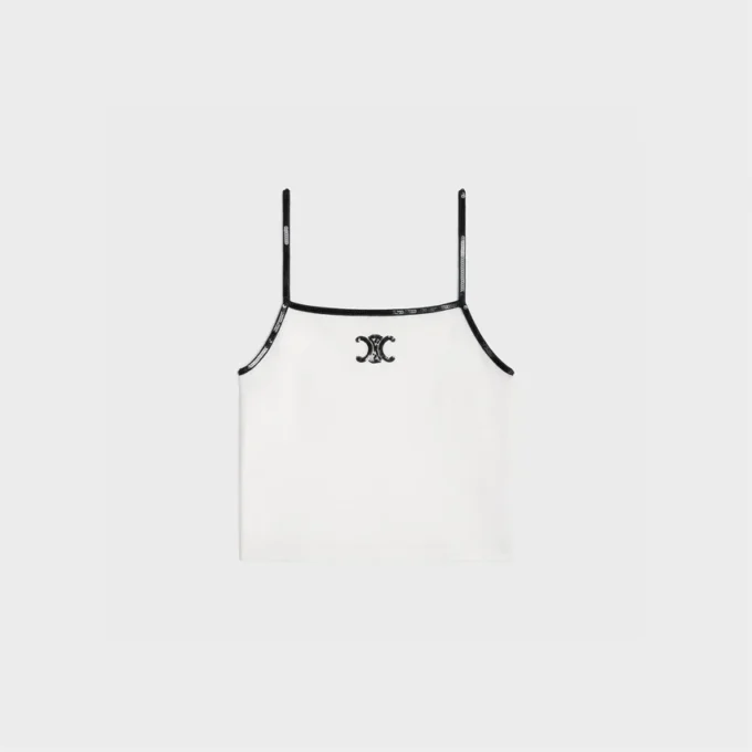 Embroidered Triomphe Tank Top in Cotton Jersey
