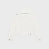 Embroidered Trucker Jacket in Raw Wash White Denim