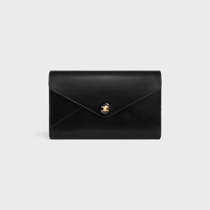 Envelope Wallet on Chain in Shiny Calfskin