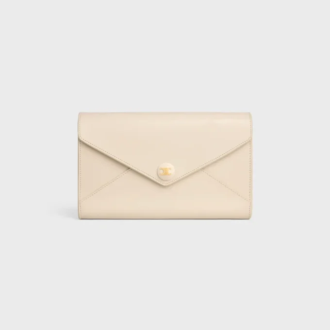 Envelope Wallet on Chain in Shiny Calfskin