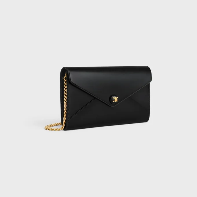 Envelope Wallet on Chain in Shiny Calfskin