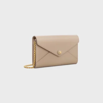 Envelope Wallet on Chain in Shiny Calfskin
