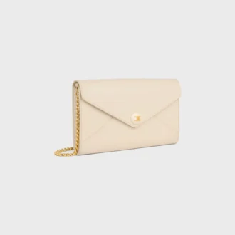 Envelope Wallet on Chain in Shiny Calfskin