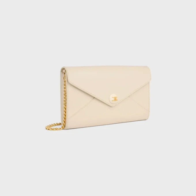 Envelope Wallet on Chain in Shiny Calfskin