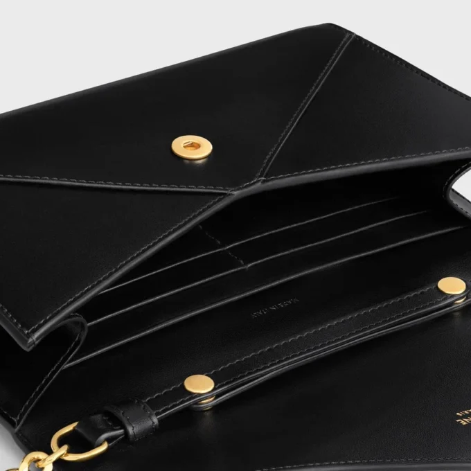 Envelope Wallet on Chain in Shiny Calfskin