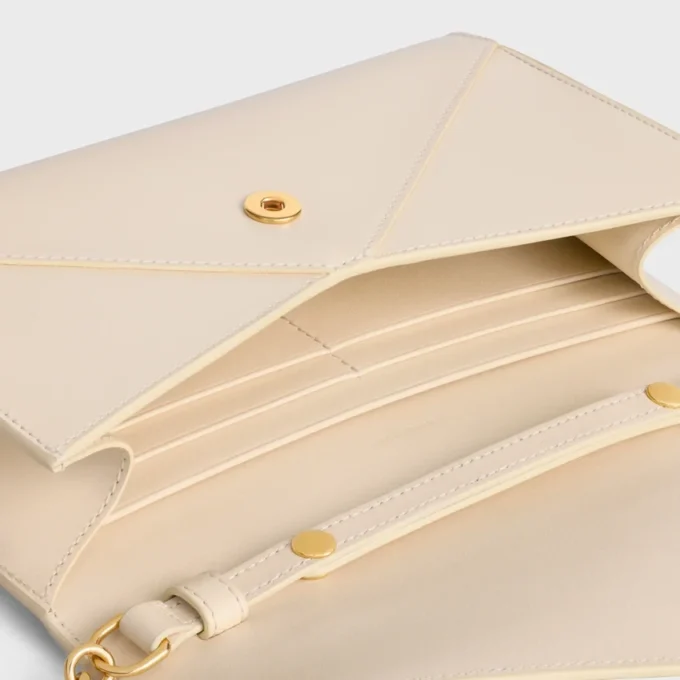 Envelope Wallet on Chain in Shiny Calfskin