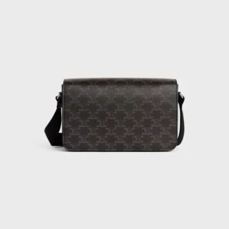 Flap Messenger Bag in Triomphe Canvas and Calfskin