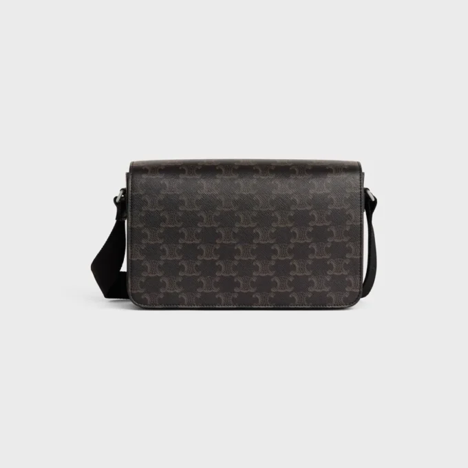 Flap Messenger Bag in Triomphe Canvas and Calfskin Flap Messenger Bag in Triomphe Canvas and Calfskin
