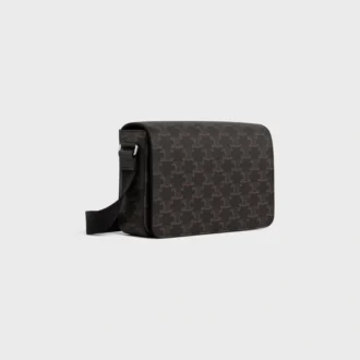 Flap Messenger Bag in Triomphe Canvas and Calfskin