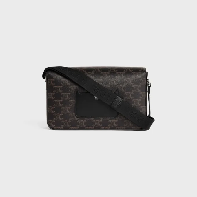 Flap Messenger Bag in Triomphe Canvas and Calfskin Flap Messenger Bag in Triomphe Canvas and Calfskin