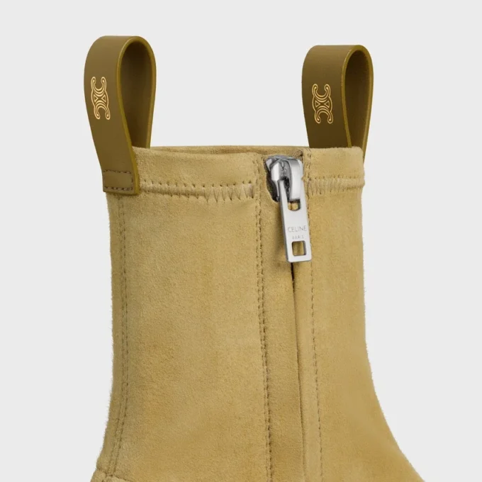Flow Zipped Boot in Stretch Suede Lambskin Flow Zipped Boot in Stretch Suede Lambskin