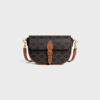 Folco Shoulder Bag in Triomphe Canvas and Calfskin