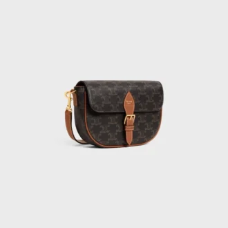 Folco Shoulder Bag in Triomphe Canvas and Calfskin