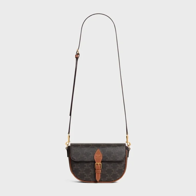 Folco Shoulder Bag in Triomphe Canvas and Calfskin Folco Shoulder Bag in Triomphe Canvas and Calfskin
