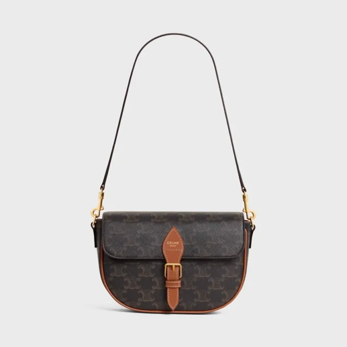 Folco Shoulder Bag in Triomphe Canvas and Calfskin Folco Shoulder Bag in Triomphe Canvas and Calfskin