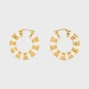 Frosted Hoops in Enamel and Brass with Gold Finish Frosted Hoops in Enamel and Brass with Gold Finish