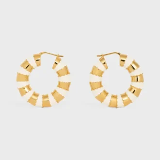 Frosted Hoops in Enamel and Brass with Gold Finish