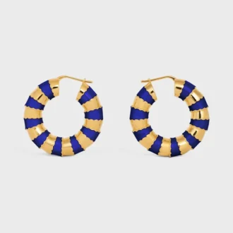 Frosted Hoops in Enamel and Brass with Gold Finish