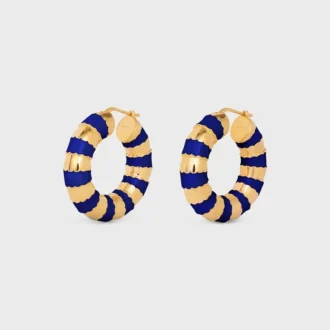 Frosted Hoops in Enamel and Brass with Gold Finish