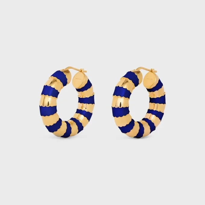 Frosted Hoops in Enamel and Brass with Gold Finish Frosted Hoops in Enamel and Brass with Gold Finish