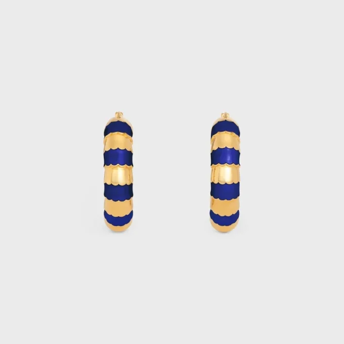 Frosted Hoops in Enamel and Brass with Gold Finish Frosted Hoops in Enamel and Brass with Gold Finish