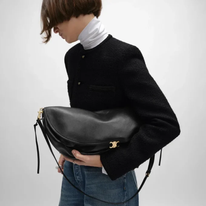 Halfmoon Soft Triomphe Bag in Supple Shiny Lambskin Halfmoon Soft Triomphe Bag in Supple Shiny Lambskin