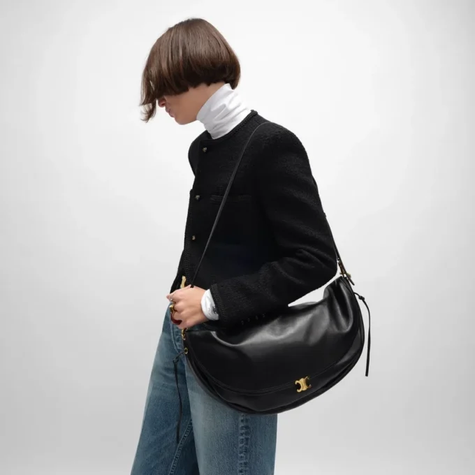 Halfmoon Soft Triomphe Bag in Supple Shiny Lambskin Halfmoon Soft Triomphe Bag in Supple Shiny Lambskin
