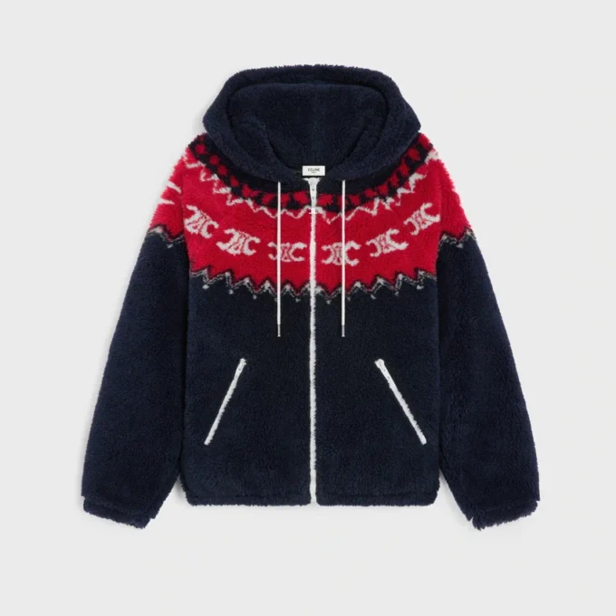 Hooded Jacket in Triomphe Fair Isle Fleece Hooded Jacket in Triomphe Fair Isle Fleece