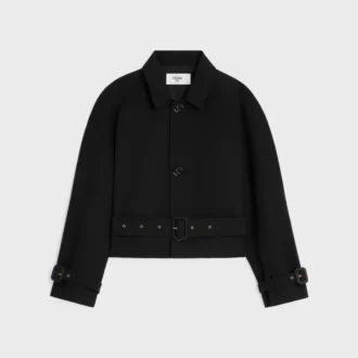 Jacket in Cotton and Wool Gabardine