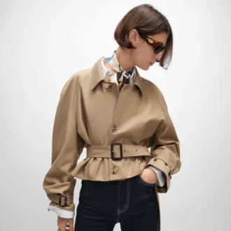Jacket in Cotton and Wool Gabardine