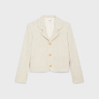 Jacket in Striped Cotton Gabardine