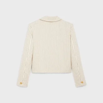 Jacket in Striped Cotton Gabardine