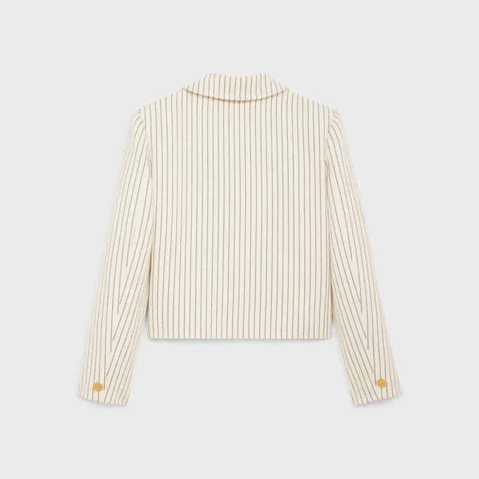 Jacket in Striped Cotton Gabardine