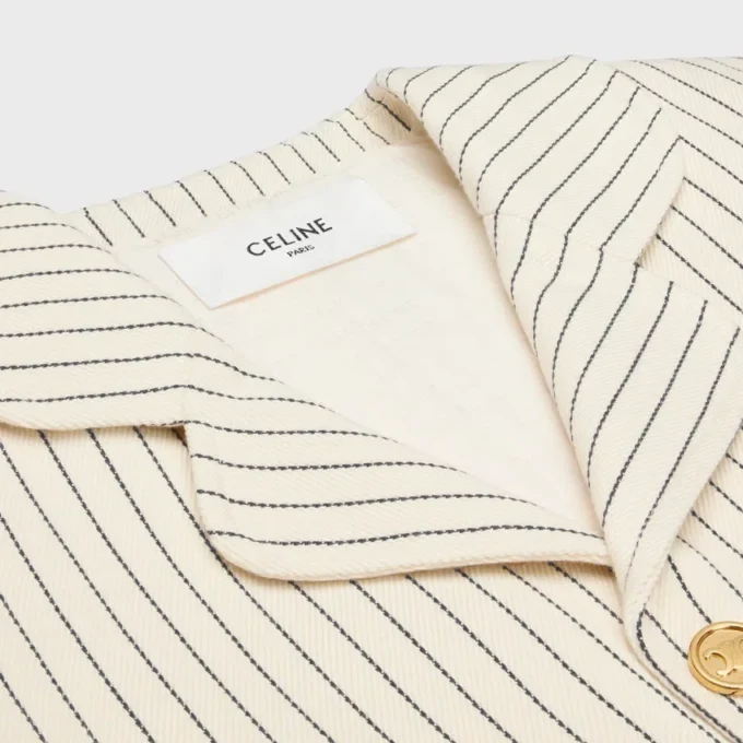 Jacket in Striped Cotton Gabardine