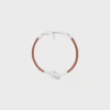Knot Bracelet in Calfskin and Brass with Rhodium Finish