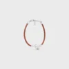Knot Bracelet in Calfskin and Brass with Rhodium Finish