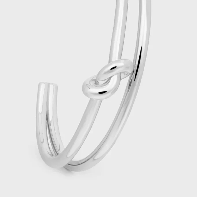 Knot Double Cuff in Brass with Rhodium Finish Knot Double Cuff in Brass with Rhodium Finish