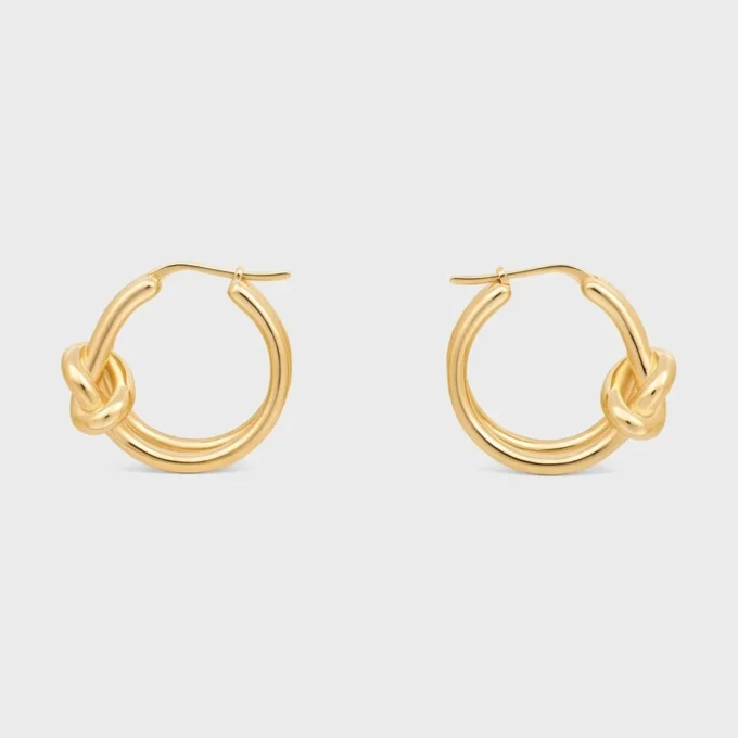 Knot Double Hoops in Brass with Gold Finish Knot Double Hoops in Brass with Gold Finish