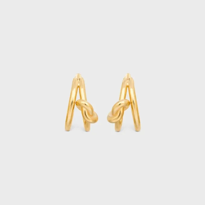 Knot Double Hoops in Brass with Gold Finish Knot Double Hoops in Brass with Gold Finish