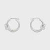 Knot Double Hoops in Brass with Rhodium Finish Knot Double Hoops in Brass with Rhodium Finish