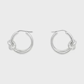 Knot Double Hoops in Brass with Rhodium Finish