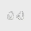 Knot Double Hoops in Brass with Rhodium Finish Knot Double Hoops in Brass with Rhodium Finish