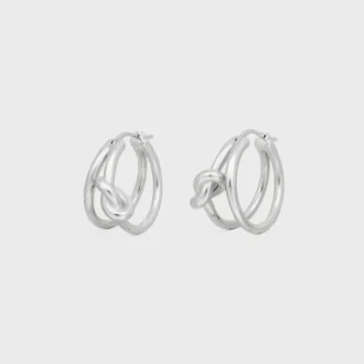 Knot Double Hoops in Brass with Rhodium Finish