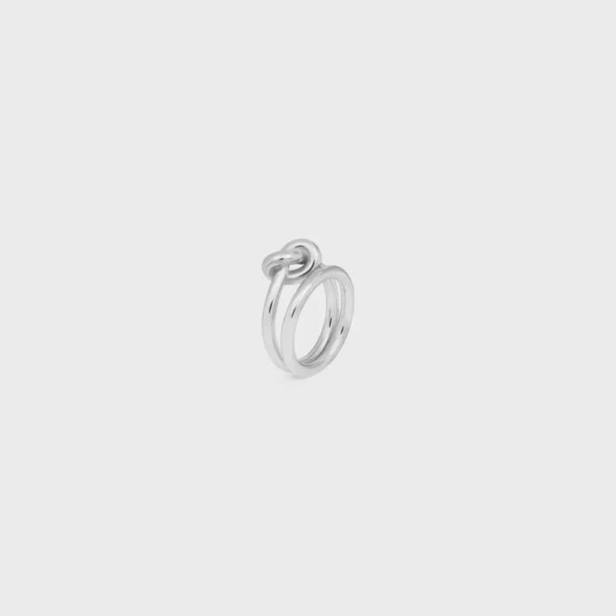 Knot Double Ring in Brass with Rhodium Finish Knot Double Ring in Brass with Rhodium Finish